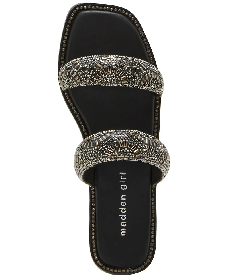 Madden Girl Partly Rhinestone Two-Band Slide Sandals