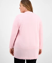 Anne Klein Plus Sonoma Open-Front Long-Sleeve Cardigan