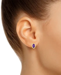 Macy's Created Sapphire Oval Stud Earrings (1-1/2 ct. t.w.) 10k Yellow Gold