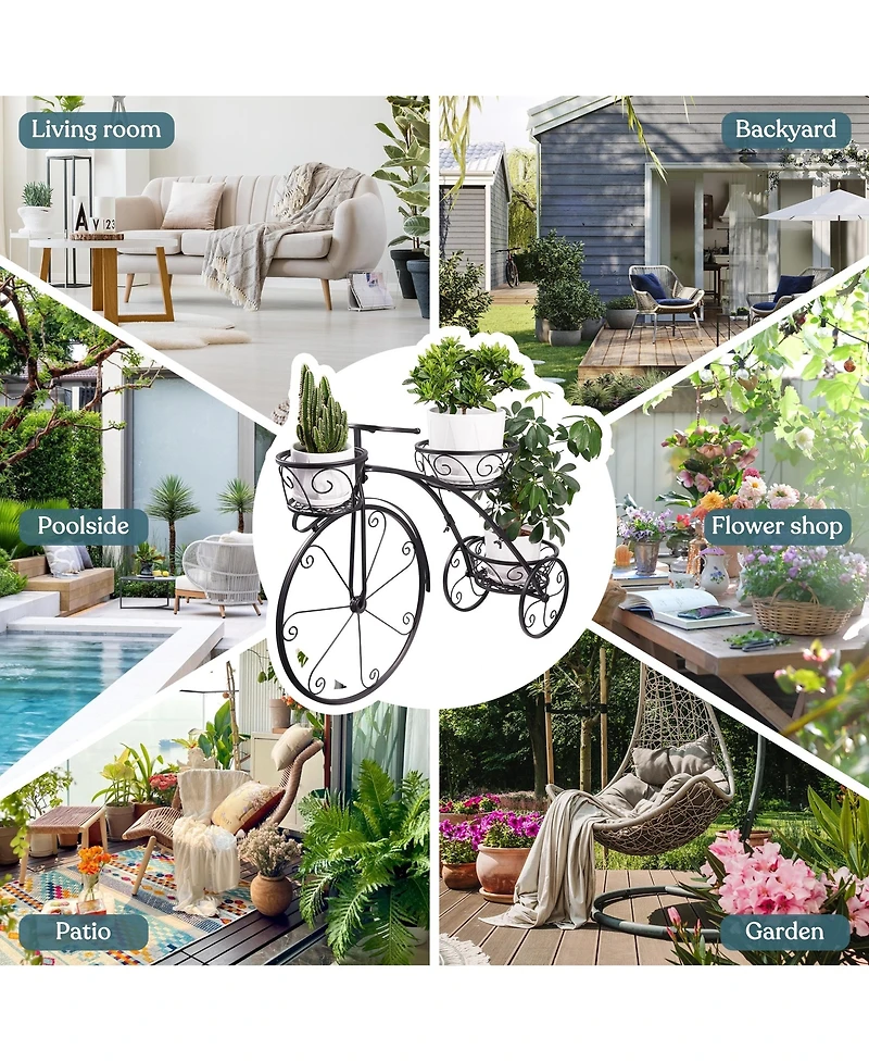 Sorbus Flower Cart Pot Display Rack - Bronze