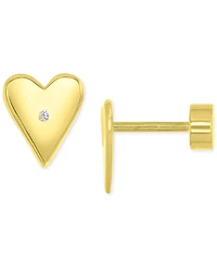 Pave Heart Stud Earrings in 14k Gold-Plated Sterling Silver
