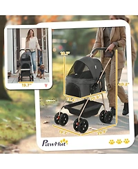PawHut 3 in 1 Pet Stroller with Detachable Carrier for Mini Dogs and Cats