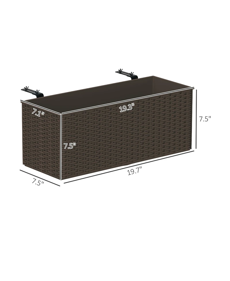 Outsunny Railing Planter Box (2 Pack, 20 Inch), Rat Look,