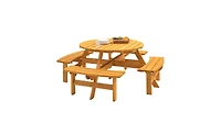 Slickblue 8-Person Wooden Picnic Table for Spacious and Comfortable Outdoor Dining