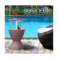 SereneLife Cool Bar Outdoor Patio Furniture With 7.5-Gallon Cooler, Gray