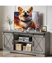 gaomon Tv Stand for 65 Inch Tv, Entertainment Center with Storage and Sliding Barn Doors
