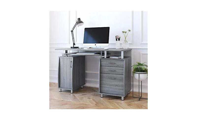 Workstation Desk with Drawers & Shelves – Functional Computer Desk for Organized Workspaces