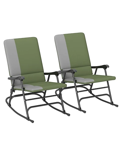 Outsunny Outdoor Rocking Chairs Set of 2, Folding Outdoor Rocker Set,