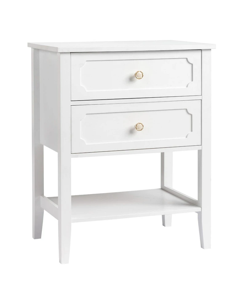 Slickblue Nightstand End Side Table with 2 Drawers for Convenient Storage and Modern Design