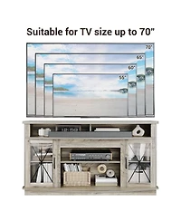 gaomon Farmhouse Tv Stand for Tvs up to 65'', TV Cabinet with 2 Acrylic Door