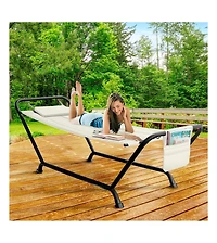 Sorbus Cozy Hammock Bed- Patio Hammock with Stand w/Pillow and Storage Pockets - For Patio, Garden, Backyard, Poolside