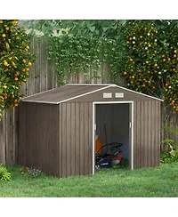 Outsunny 9' x 6' Storage Shed Garden Tool House w/ Vents Doors