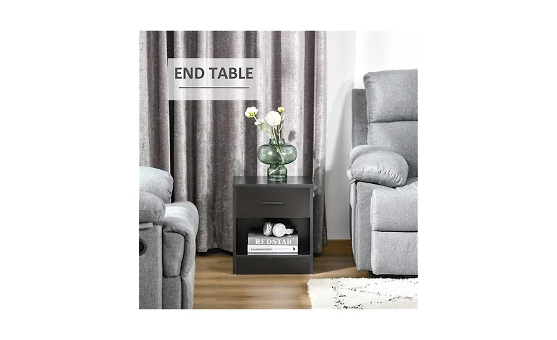 Bedside Table with Open Storage – Stylish Small End for Living Room, Bedroom or Apartment Use