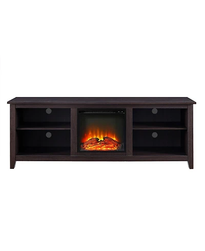 Boyel Living 70 Inches Fireplace Tv Stand Modern Transitional Wood Tv Stand with Electric Fireplace with 2 Shelves for TVs up to 80 Inches, Espresso