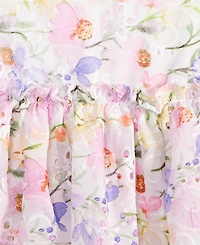Rare Editions Toddler and Little Girls Floral Eyelet Drop Waist Dress