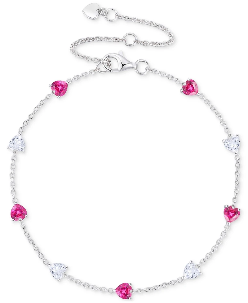 Macy's Lab Created Ruby (5-1/2 ct. t.w.) & White Sapphire (5-1/2 ct. t.w.) Heart Necklace, Bracelet & Earrings in Sterling Silver