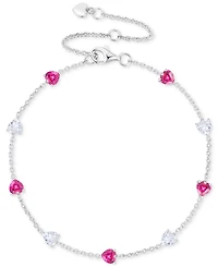 Macy's Lab Created Ruby (5-1/2 ct. t.w.) & White Sapphire (5-1/2 ct. t.w.) Heart Necklace, Bracelet & Earrings in Sterling Silver