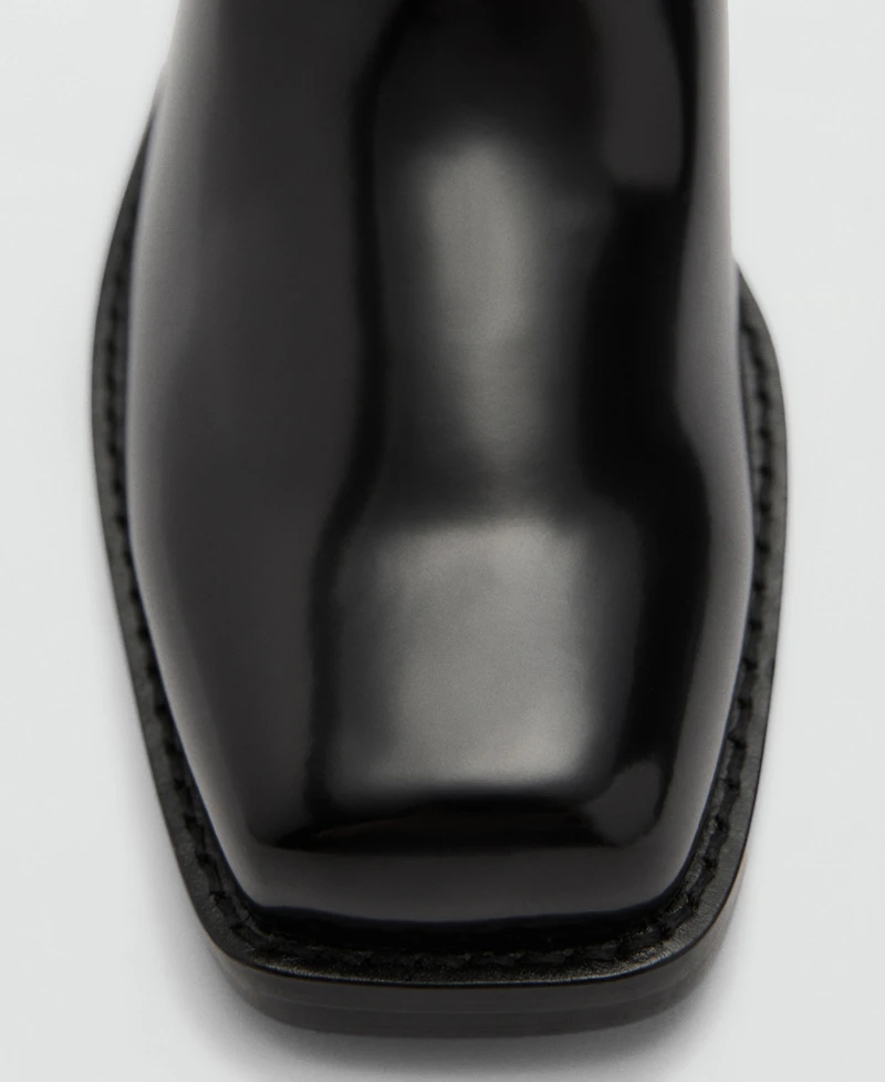 Mango Women's Metallic Details Square Toe Boots