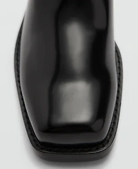 Mango Women's Metallic Details Square Toe Boots