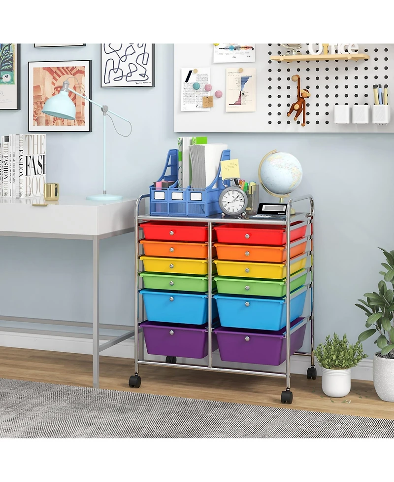 Gouun 12 Drawers Rolling Cart Storage Scrapbook Paper Organizer Bins-Deep