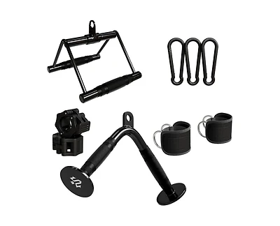 Mikolo Cable Attachments for Gym, Heavy-Duty Cable Machine Attachment Set with Lat Pulldown, V Bar, Double D Handle, Ankle Straps, and Barbell Clamps