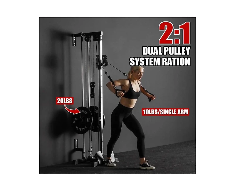 Mikolo Wall Mount Cable Station, Cable Crossover Machine with 18 Positions Dual Pulley System for Home Gym Fitness Equipment