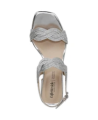 LifeStride Women's Charnelle Angled Block Heel Square Open Toe Slingback Dress Sandals