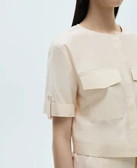 Mango Women's Chest Pocket Cotton Blouse