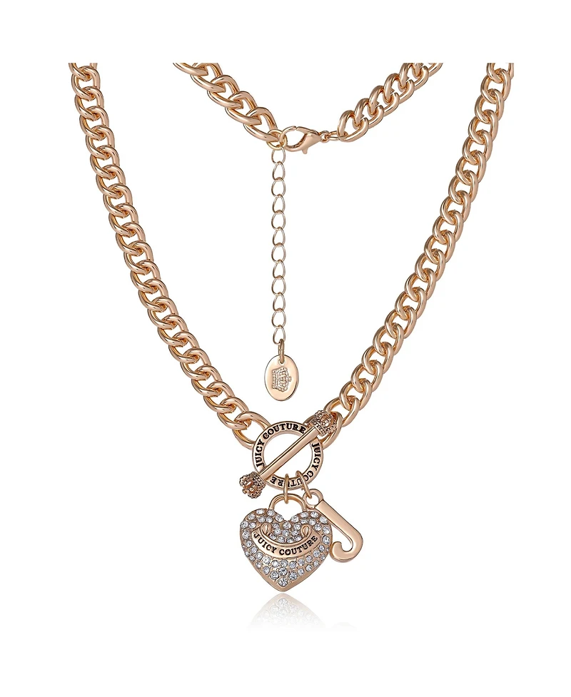 Juicy Couture Gold-Tone Heart and Logo Toggle Charm Necklace