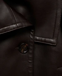Mango Women's Leather Effect Lapels Maxi Jacket