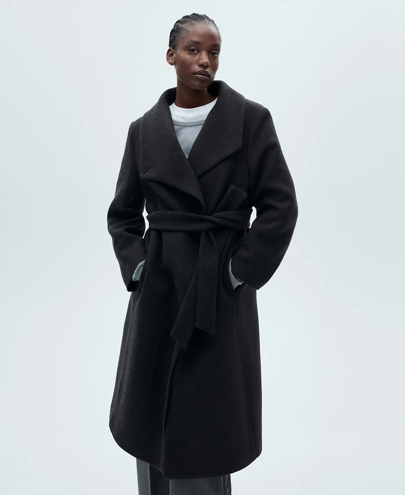 Mango Women's Belted Woolen Coat