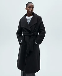 Mango Women's Belted Woolen Coat