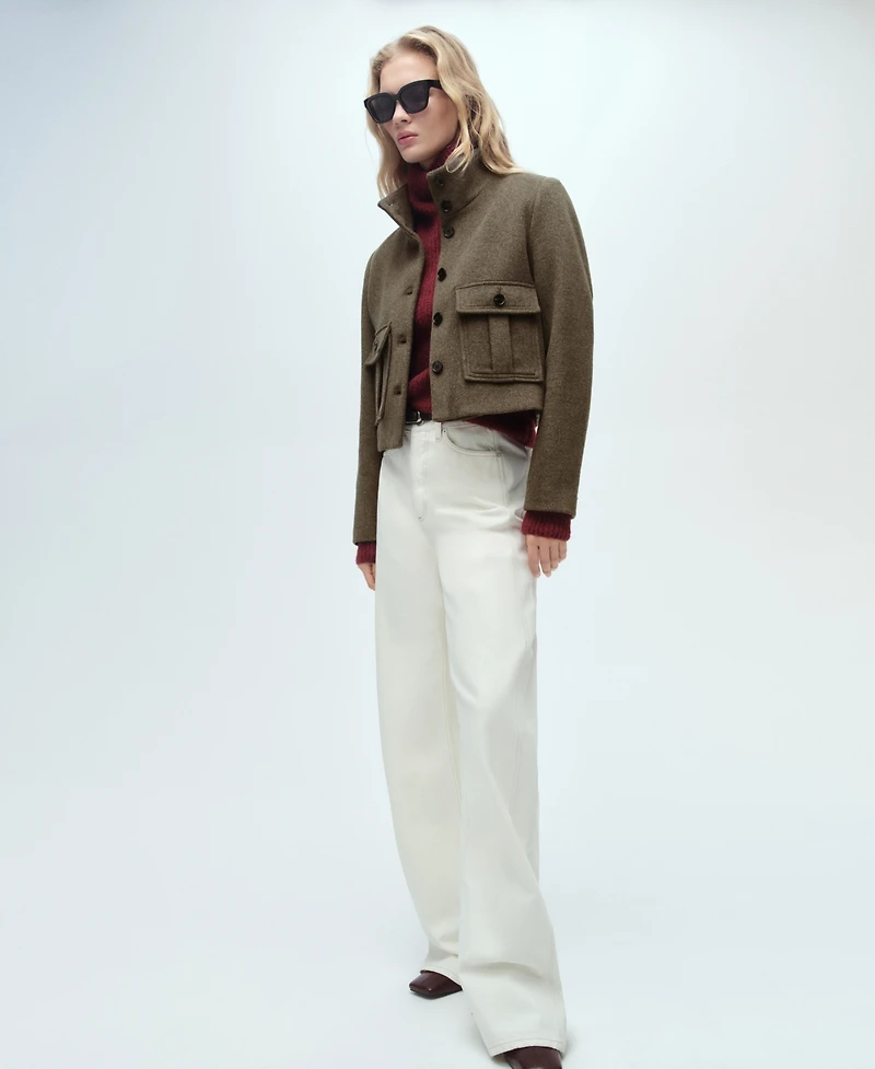 Mango Women's Pockets Detail Wool Blend Jacket