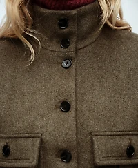 Mango Women's Pockets Detail Wool Blend Jacket