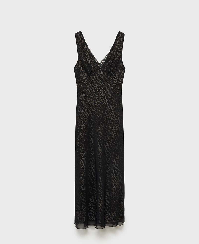 Mango Women's Leopard V-Neck Dress