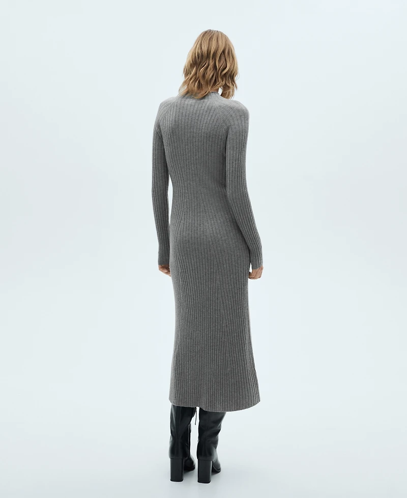 Mango Women's Perkins Collar Flared Knit Dress