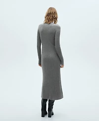 Mango Women's Perkins Collar Flared Knit Dress