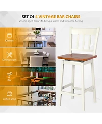 Gymax 4PCS Bar Stool 24.5'' Swivel Counter Height Chair w/ Footrest