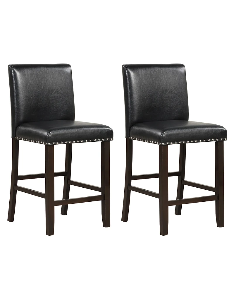 Gymax Set of Bar Stools Pvc Leather Counter Height Chairs for Kitchen Island