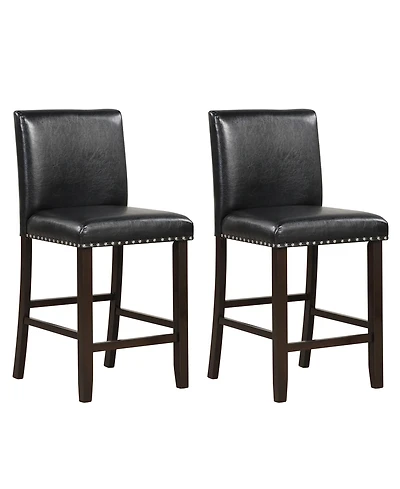 Gymax Set of Bar Stools Pvc Leather Counter Height Chairs for Kitchen Island