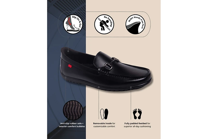 Marc Joseph New York Elliot Road Hands-Free Slip On Technology Leather Buckle Loafers