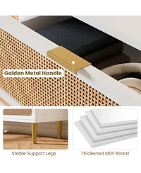 gaomon Rattan 5 Drawer Dresser for Bedroom