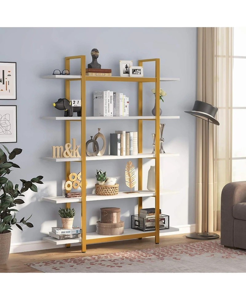 Tribesigns 5-Tier Large Open Bookshelf, Industrial Etagere Bookcase Storage Display Shelves for Home and Office, Vintage Organizer Shelving Unit with