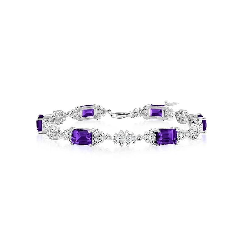 Simona Sterling Silver, Rectangle Gemstone Bracelet
