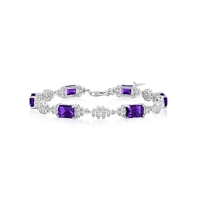 Simona Sterling Silver, Rectangle Gemstone Bracelet