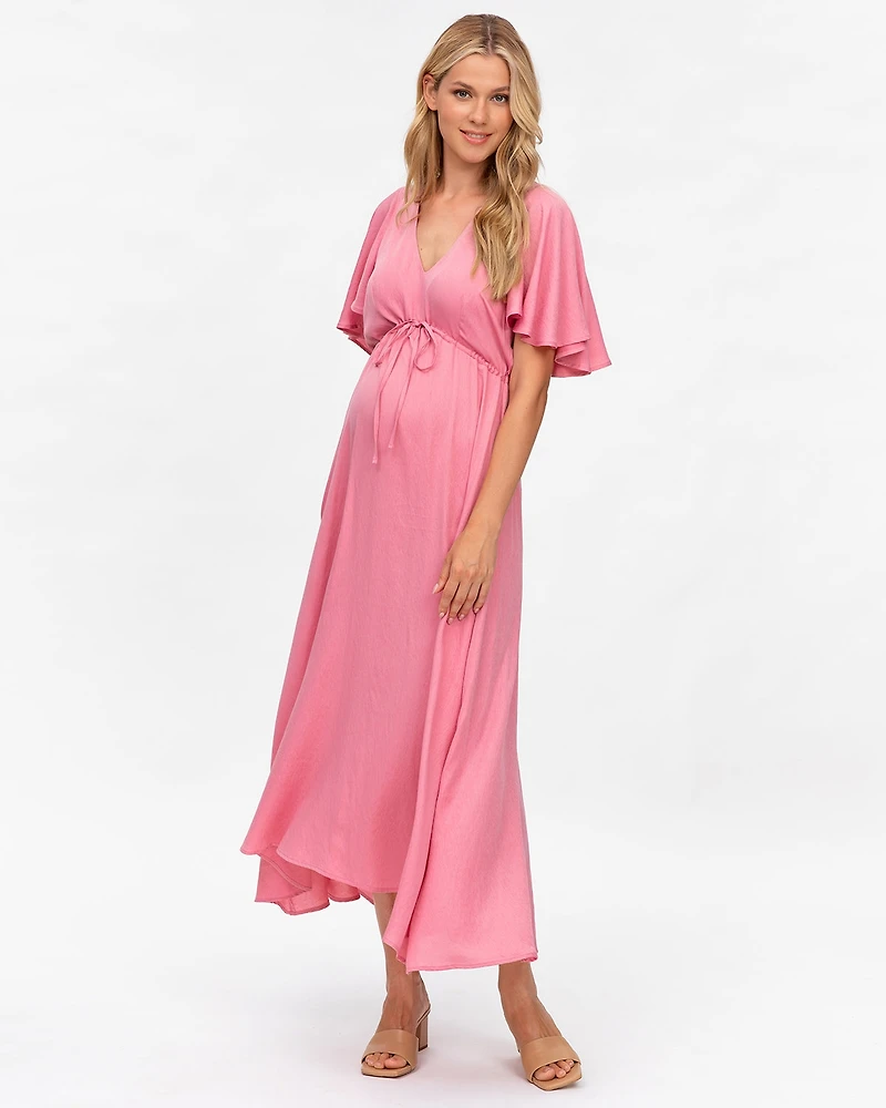 Pietro Brunelli Maternity Maternity Flared Sleeve Maxi V-Neck Valentina Dress