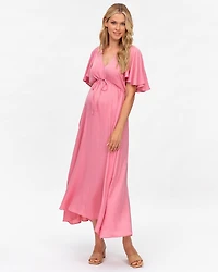 Pietro Brunelli Maternity Maternity Flared Sleeve Maxi V-Neck Valentina Dress