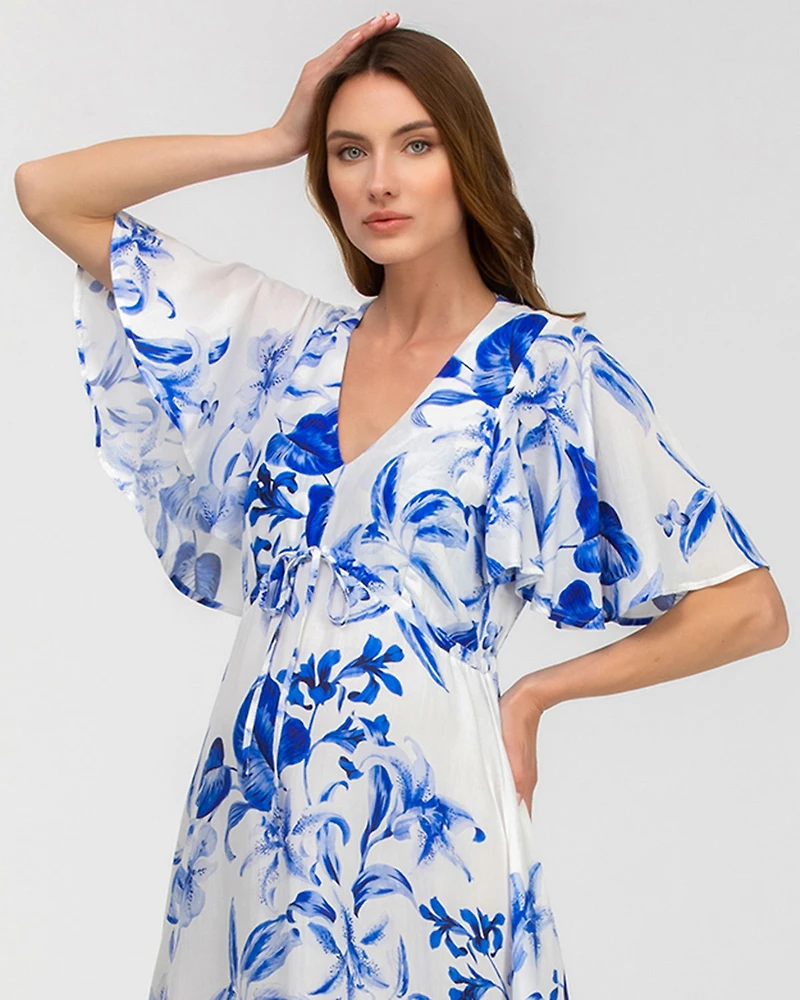 Pietro Brunelli Maternity Maternity Flared Sleeve Maxi V-Neck Valentina Dress