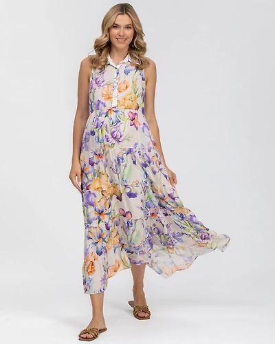 Pietro Brunelli Maternity Maternity Collared Maxi Clara Dress with Ruffles