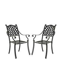 Patio Dining Chairs 2PCS Cast Aluminum Furniture Outdoor Metal Garden Chair for Indoor Bistro Balco